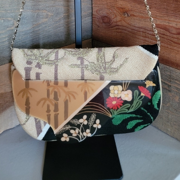 VTG Patricia Smith 1980 Needlepoint Moon Bag With Handpainted Lacquered Flap - Picture 7 of 15